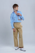 Men's slim fit shirt with leather details