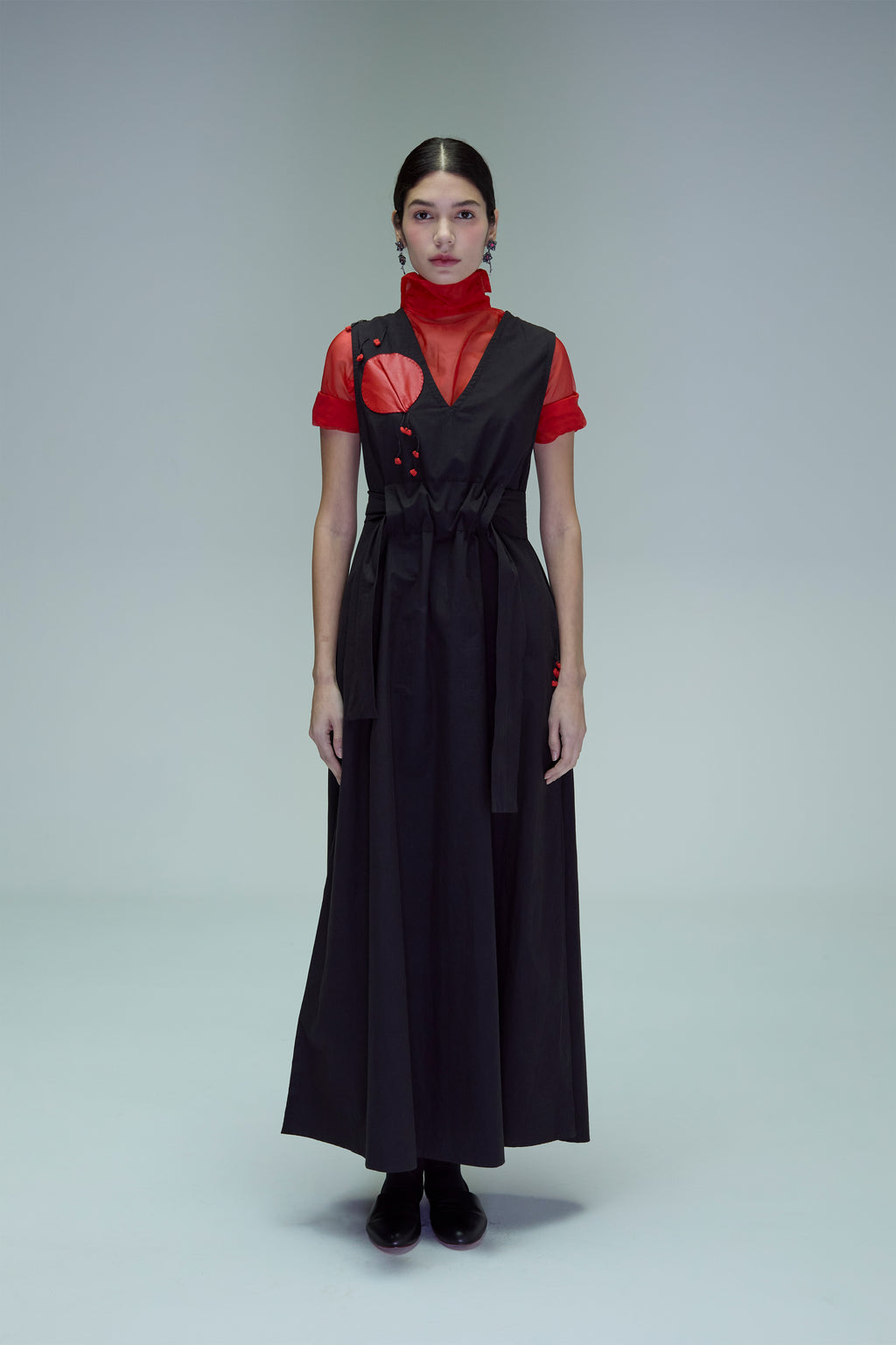 Anthurium long dress with an adjustable belt