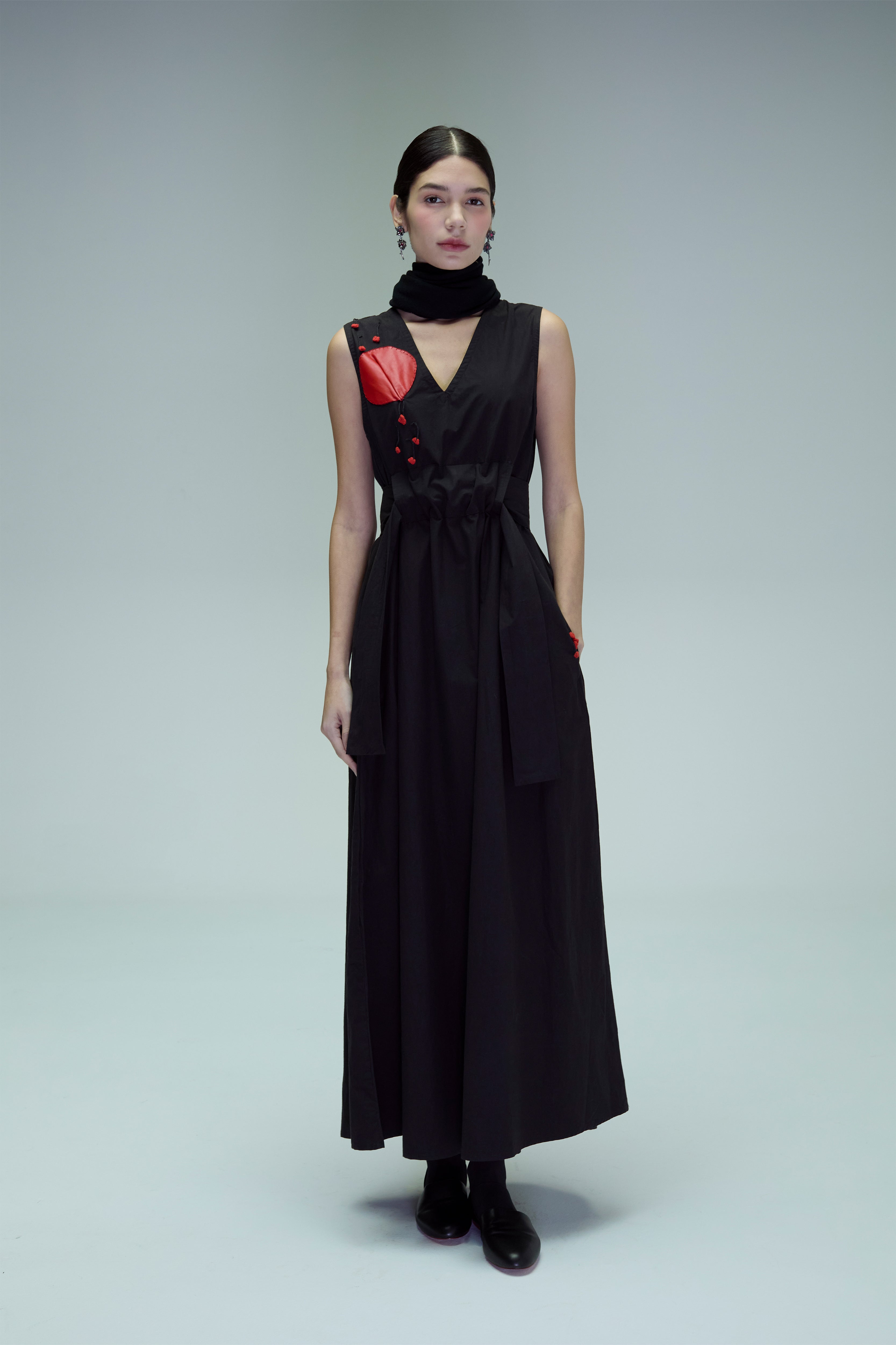 Anthurium long dress with an adjustable belt