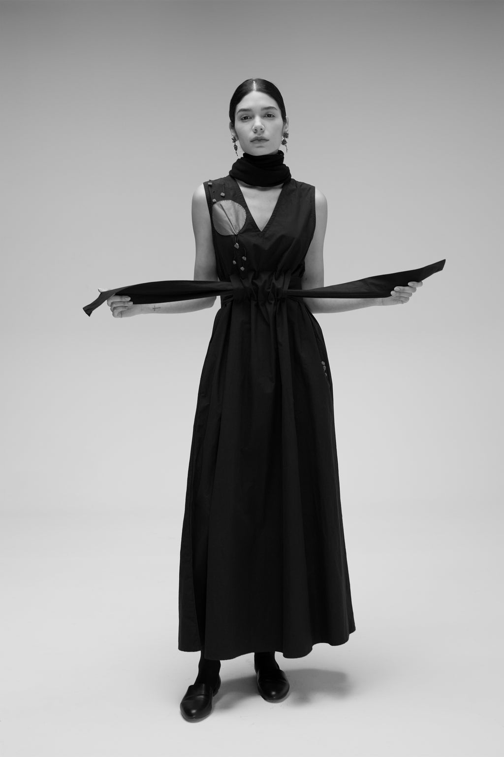 Anthurium long dress with an adjustable belt