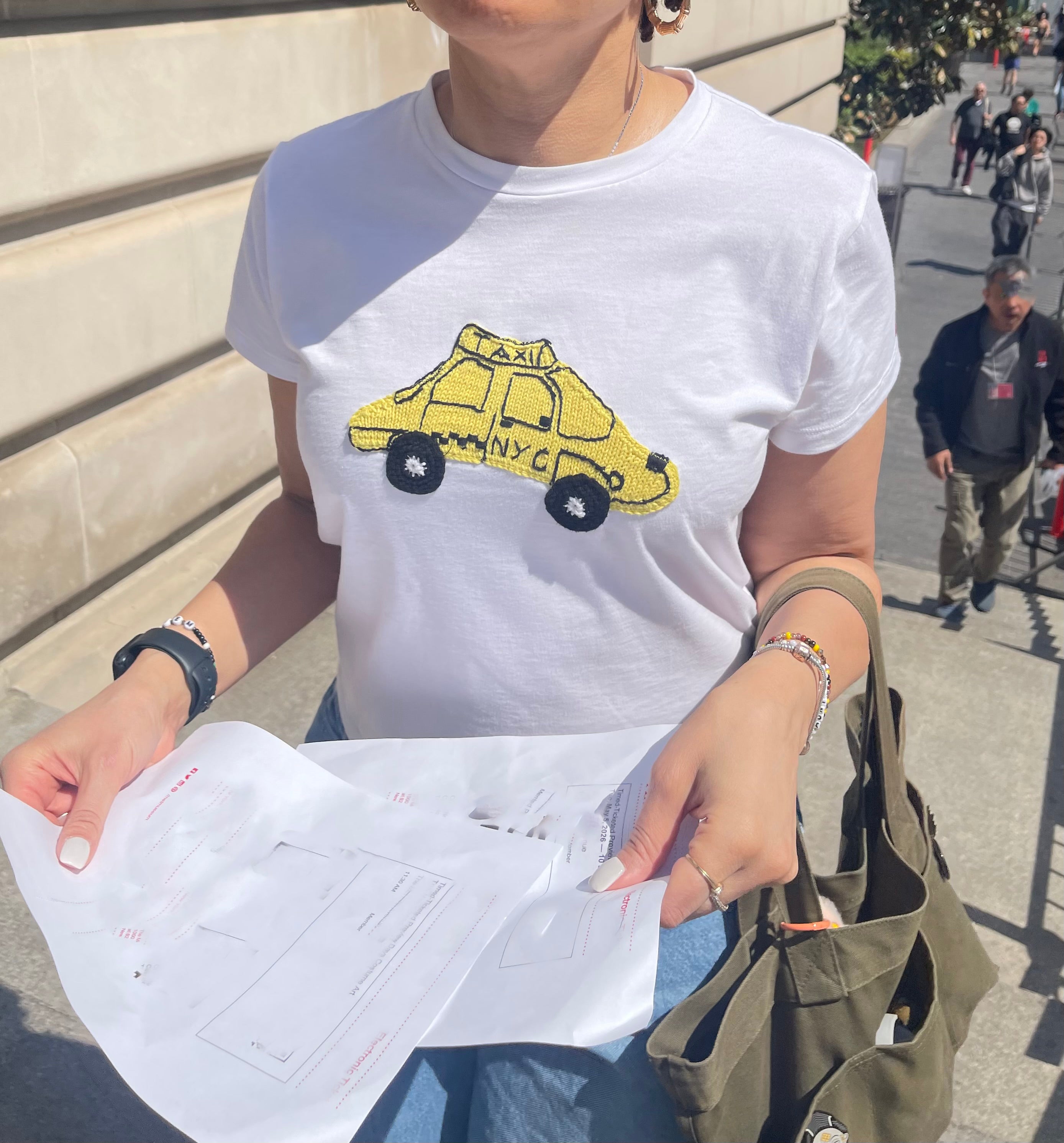 "NYC Taxi" appliqué pima cotton T-Shirt