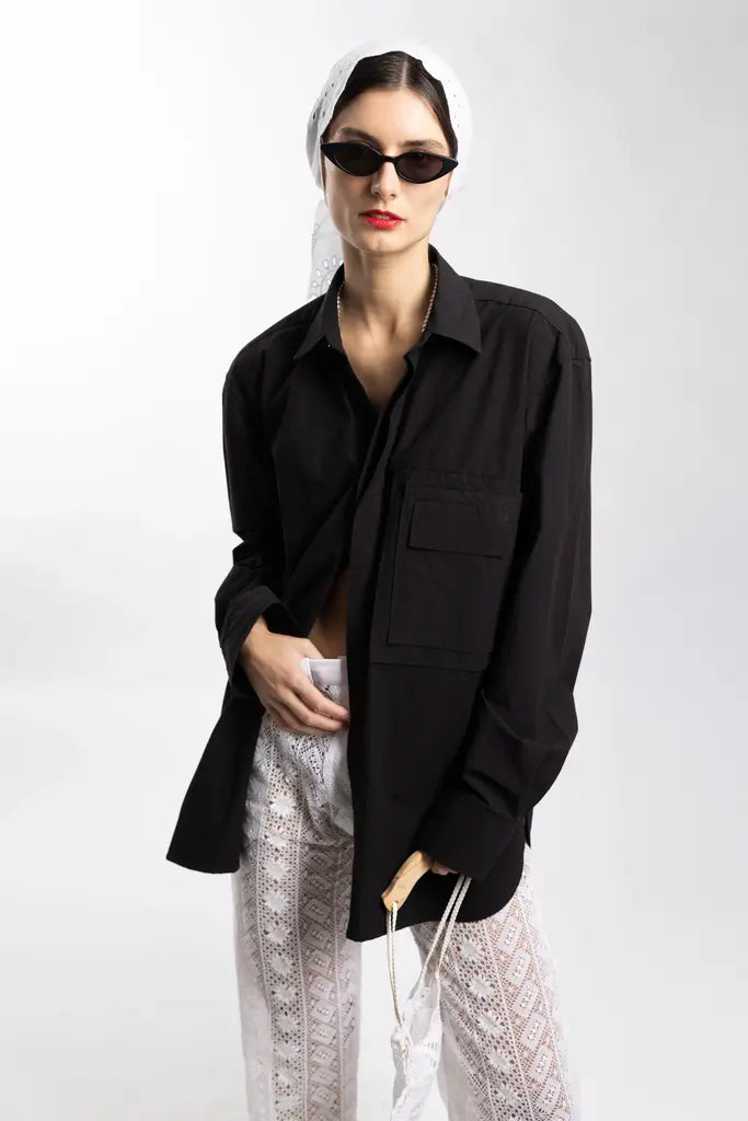 Oversized shirt with a large patch pocket - Unisex