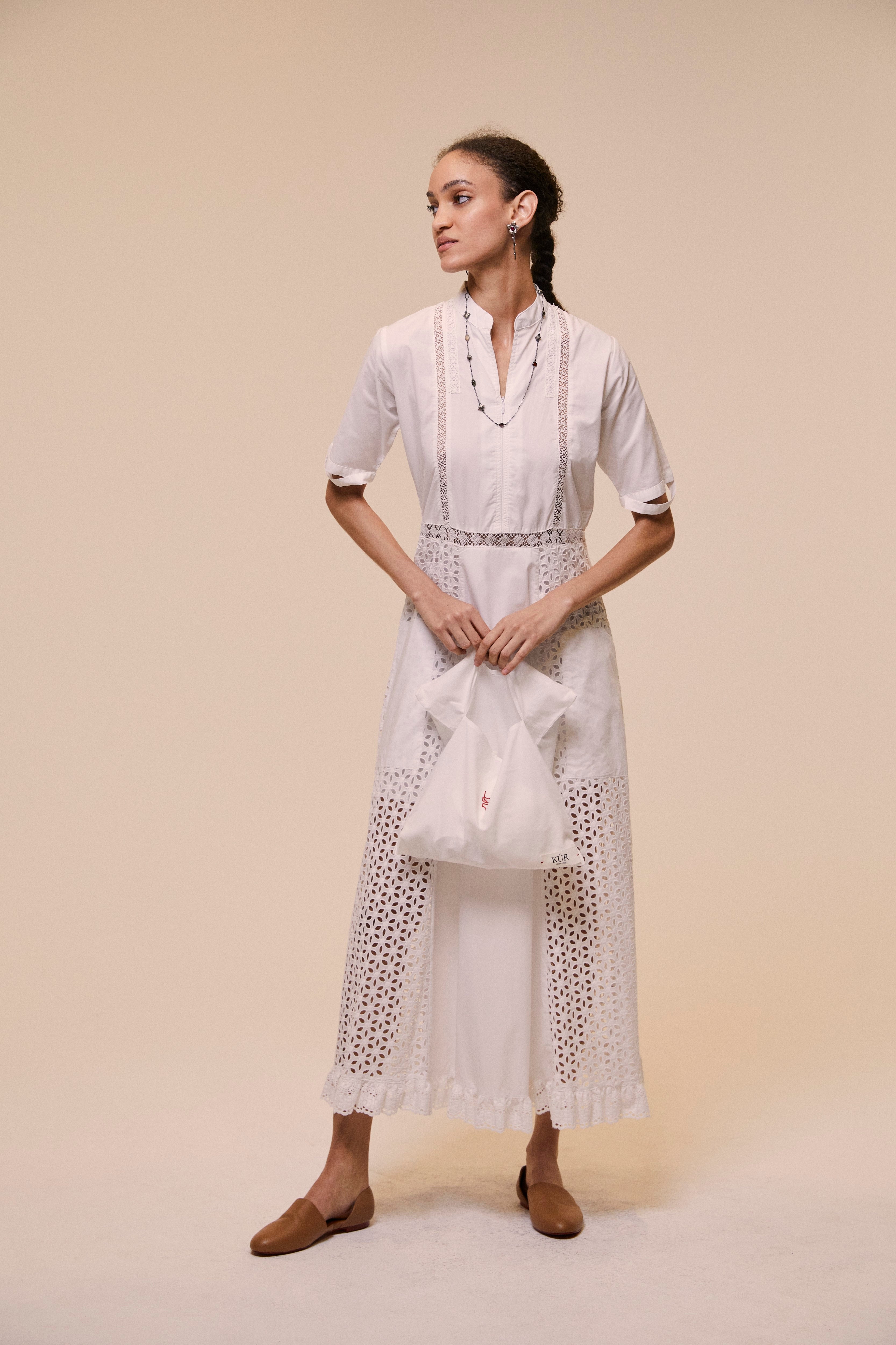 Broderie anglaise white spring dress