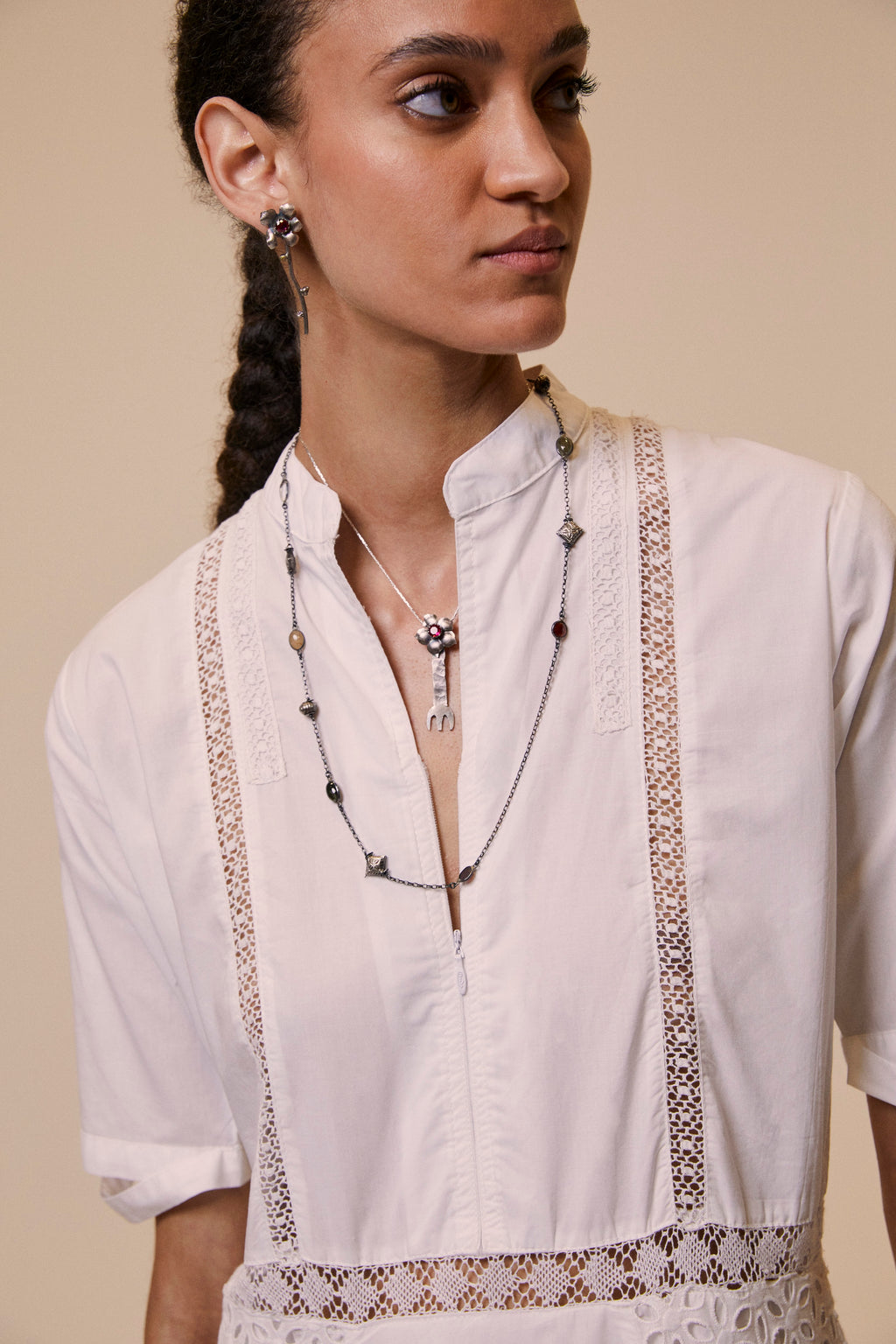 Broderie anglaise white spring dress