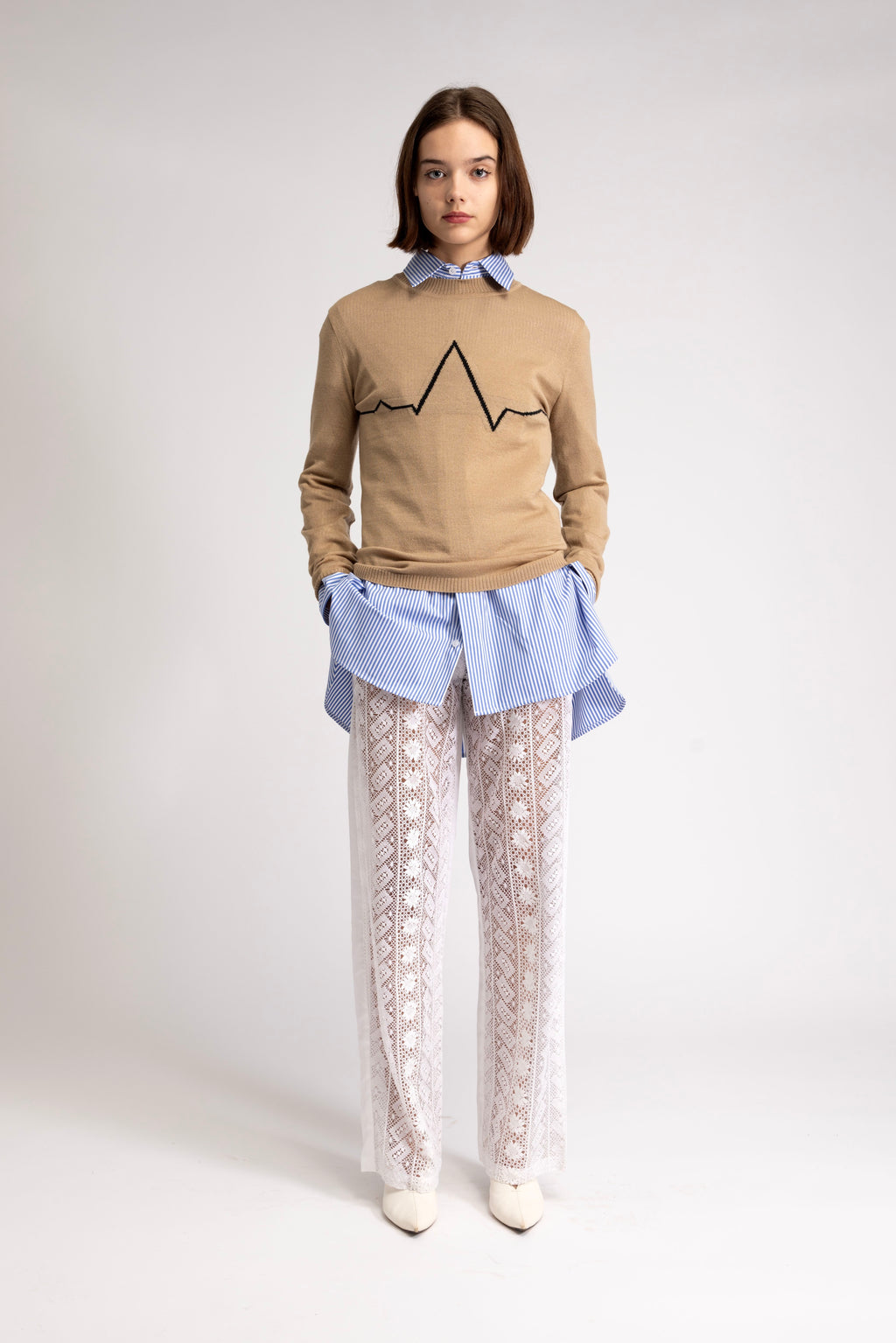 Merino-wool ECG line sweater