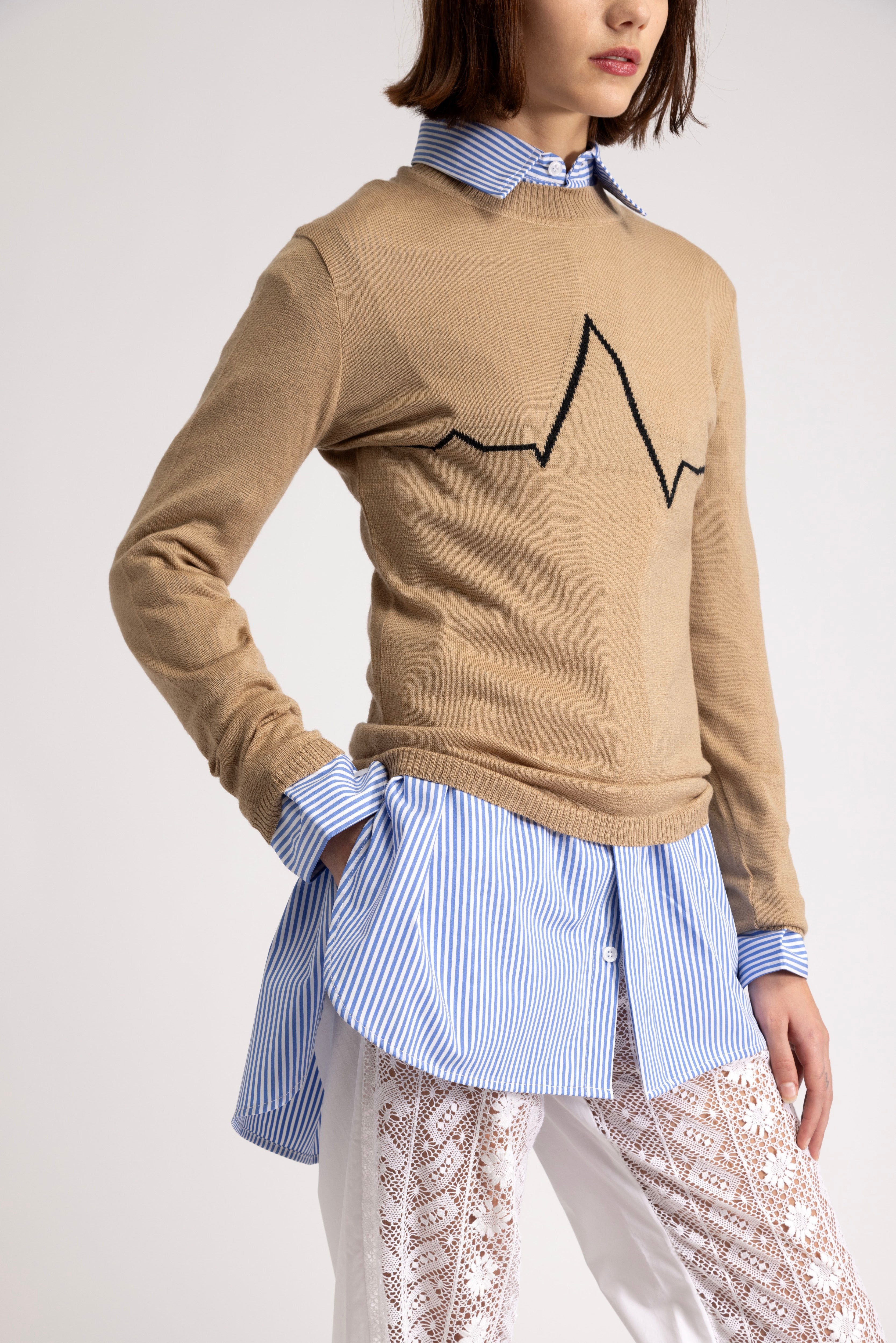 Merino-wool ECG line sweater