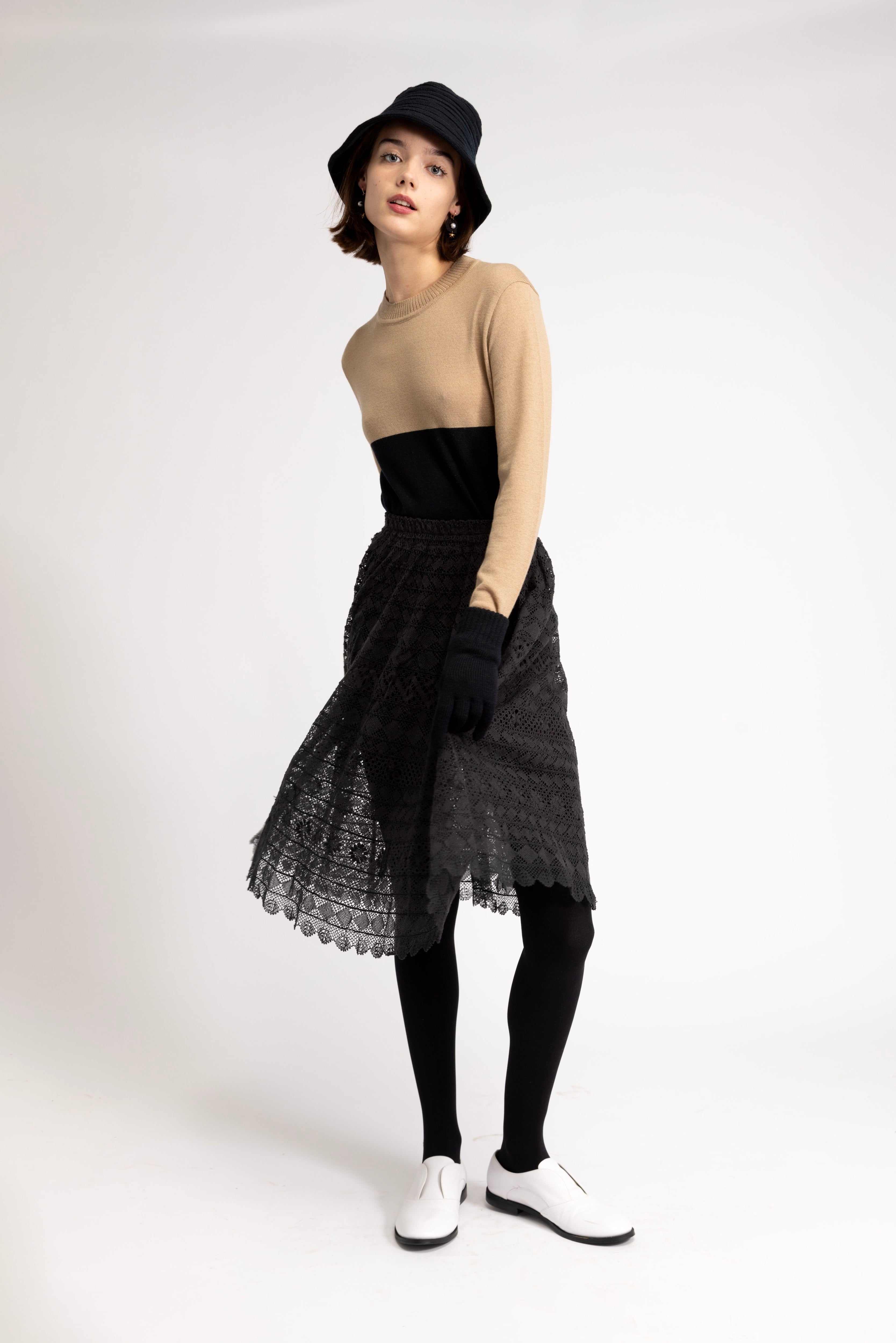 Merino wool color-block sweater