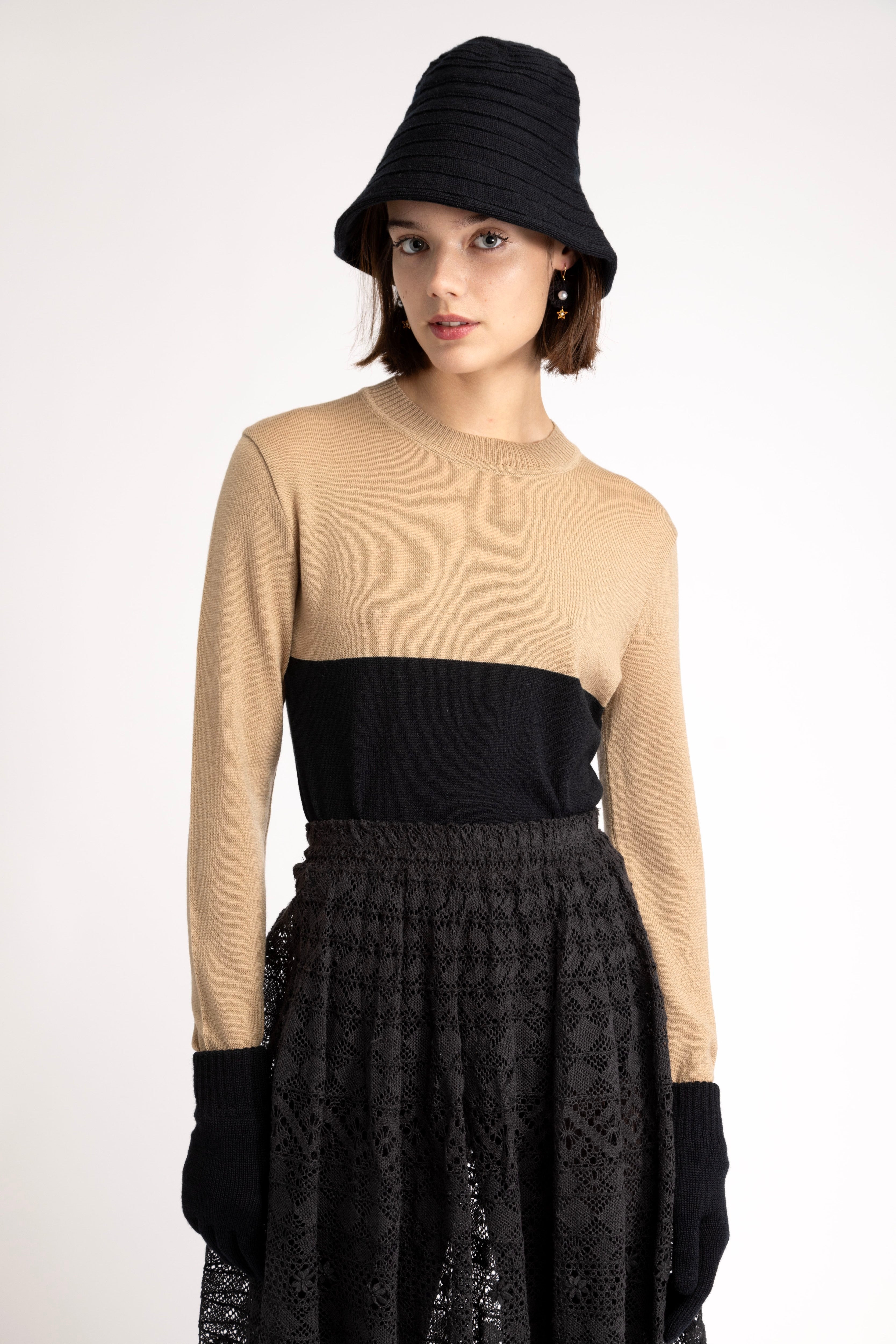 Merino wool color-block sweater