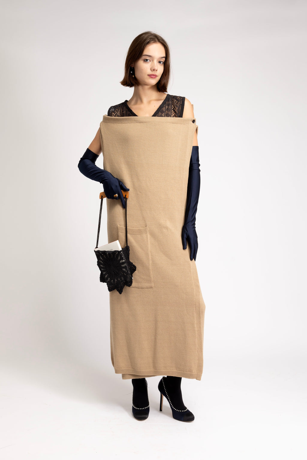 Merino wool multi-way wrap dress