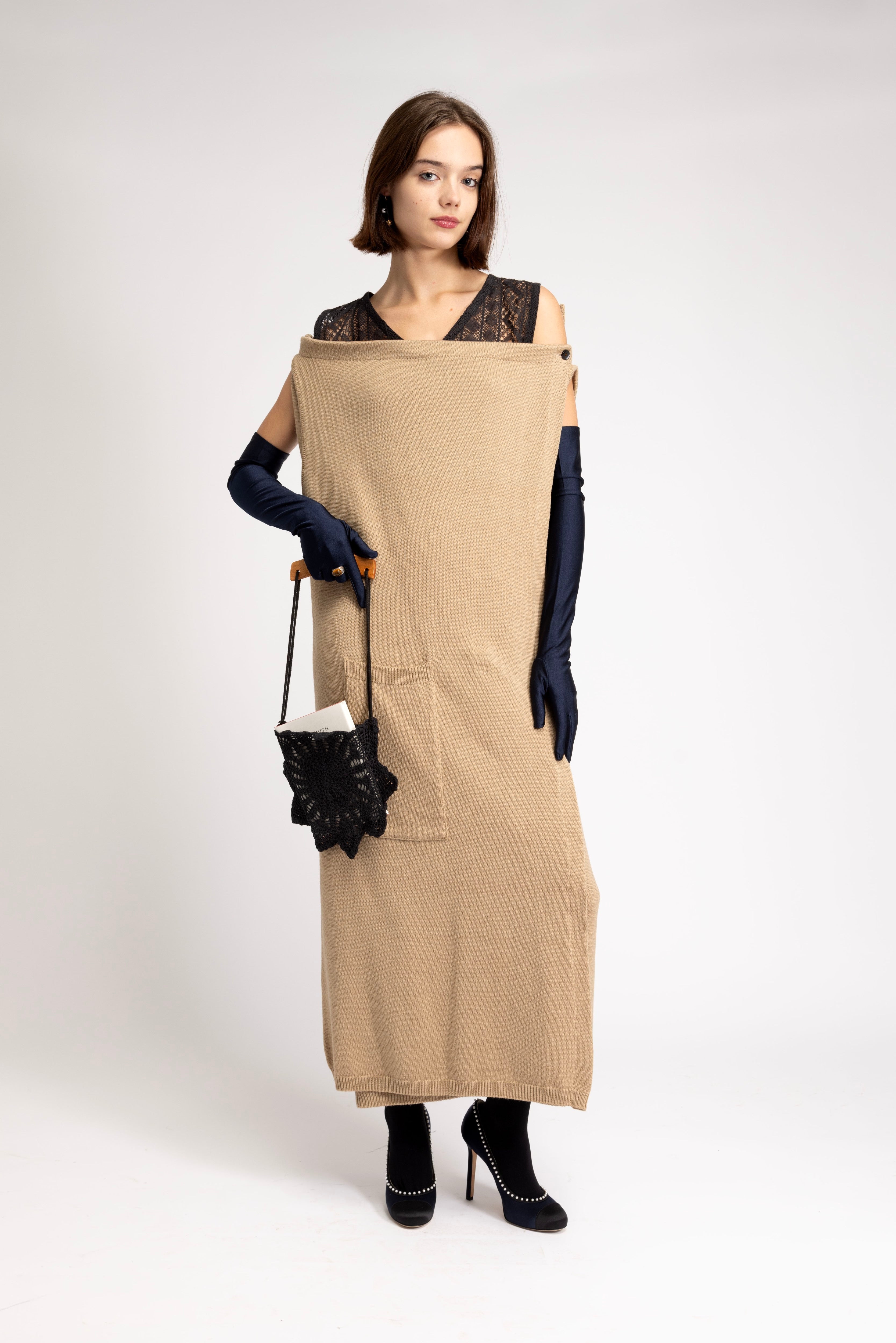 Merino wool multi-way wrap dress