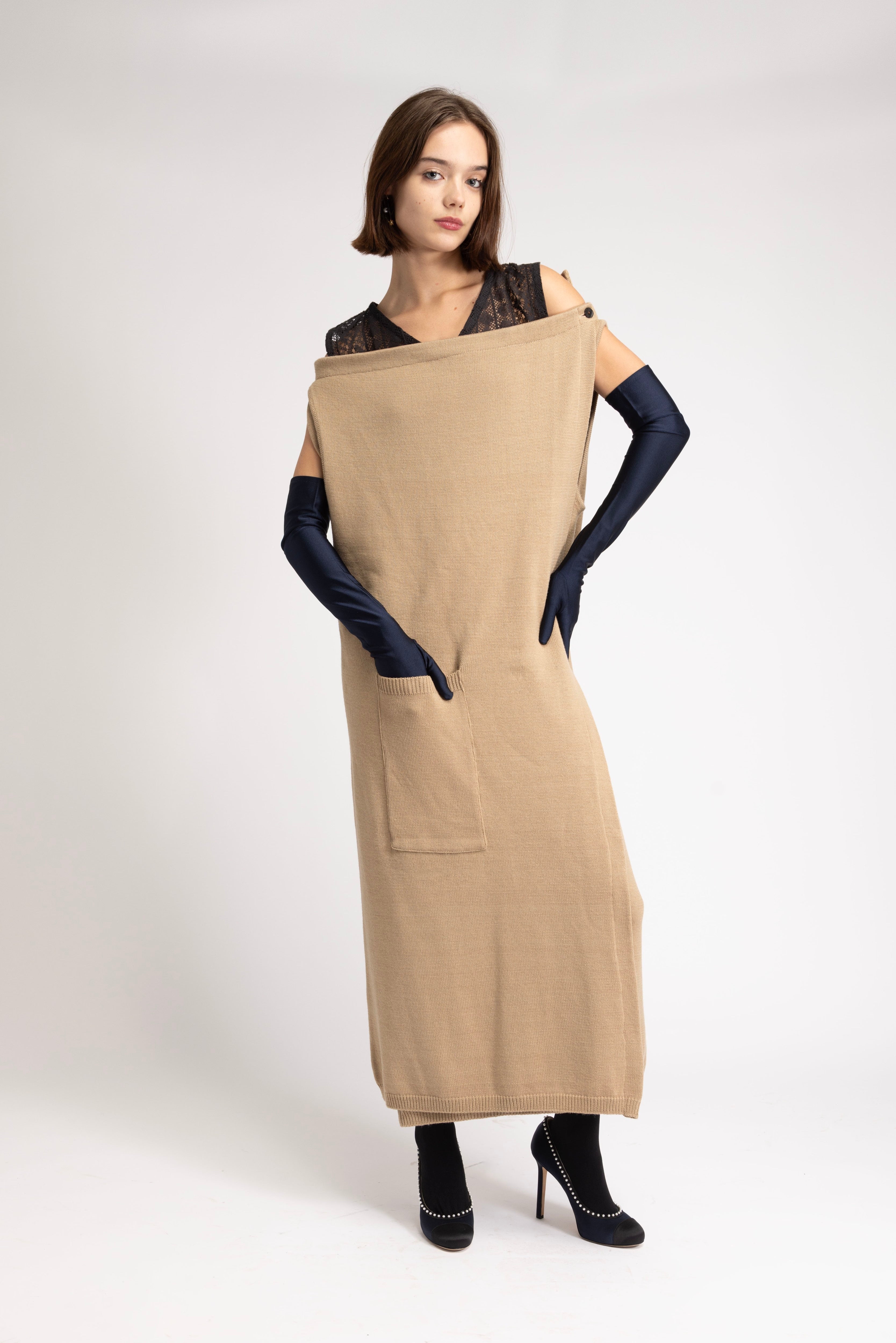 Merino wool multi-way wrap dress