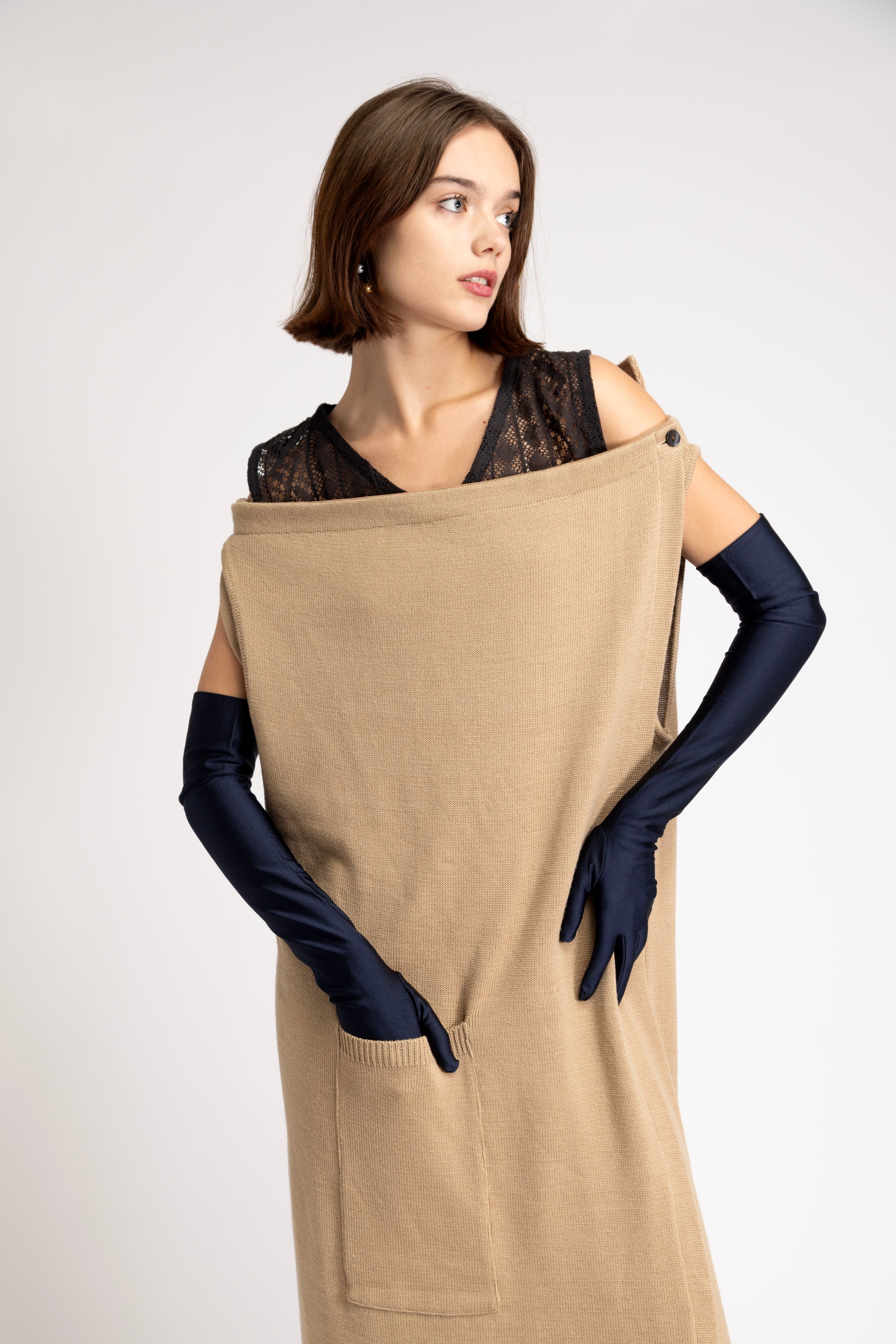 Merino wool multi-way wrap dress