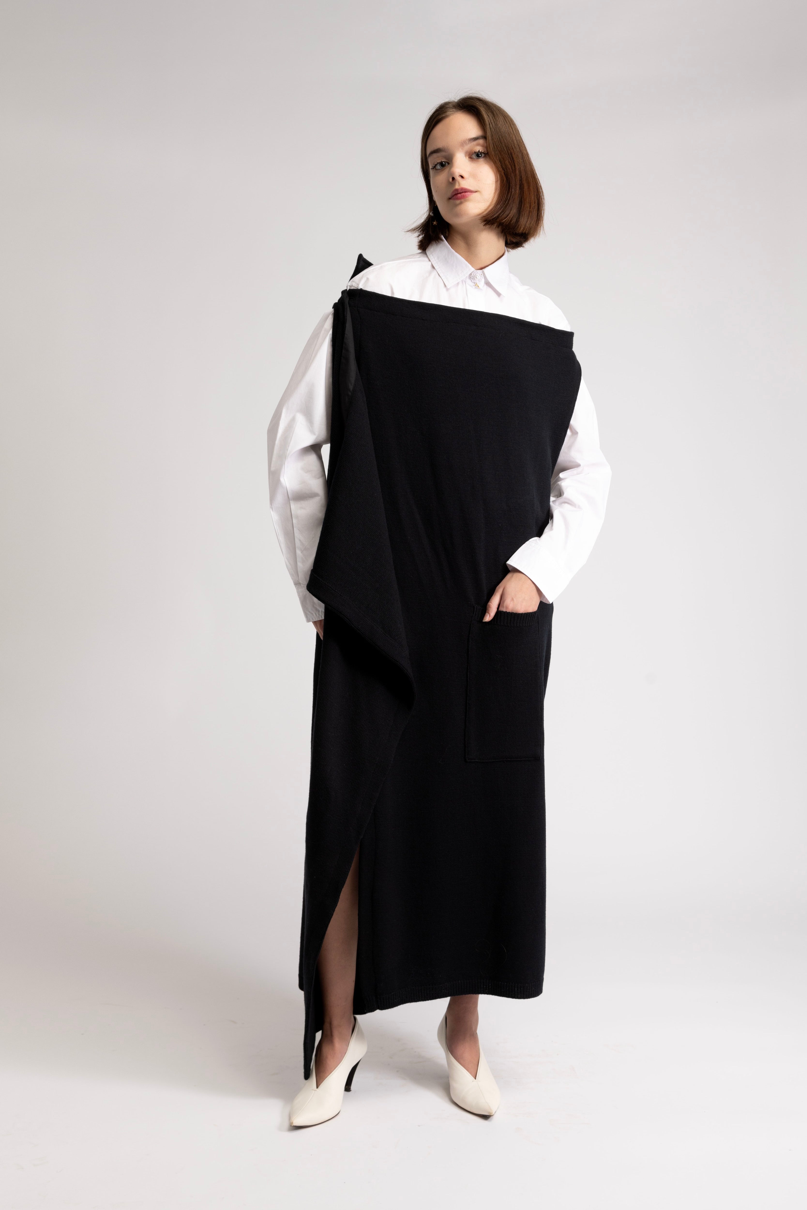 Merino wool multi-way wrap dress
