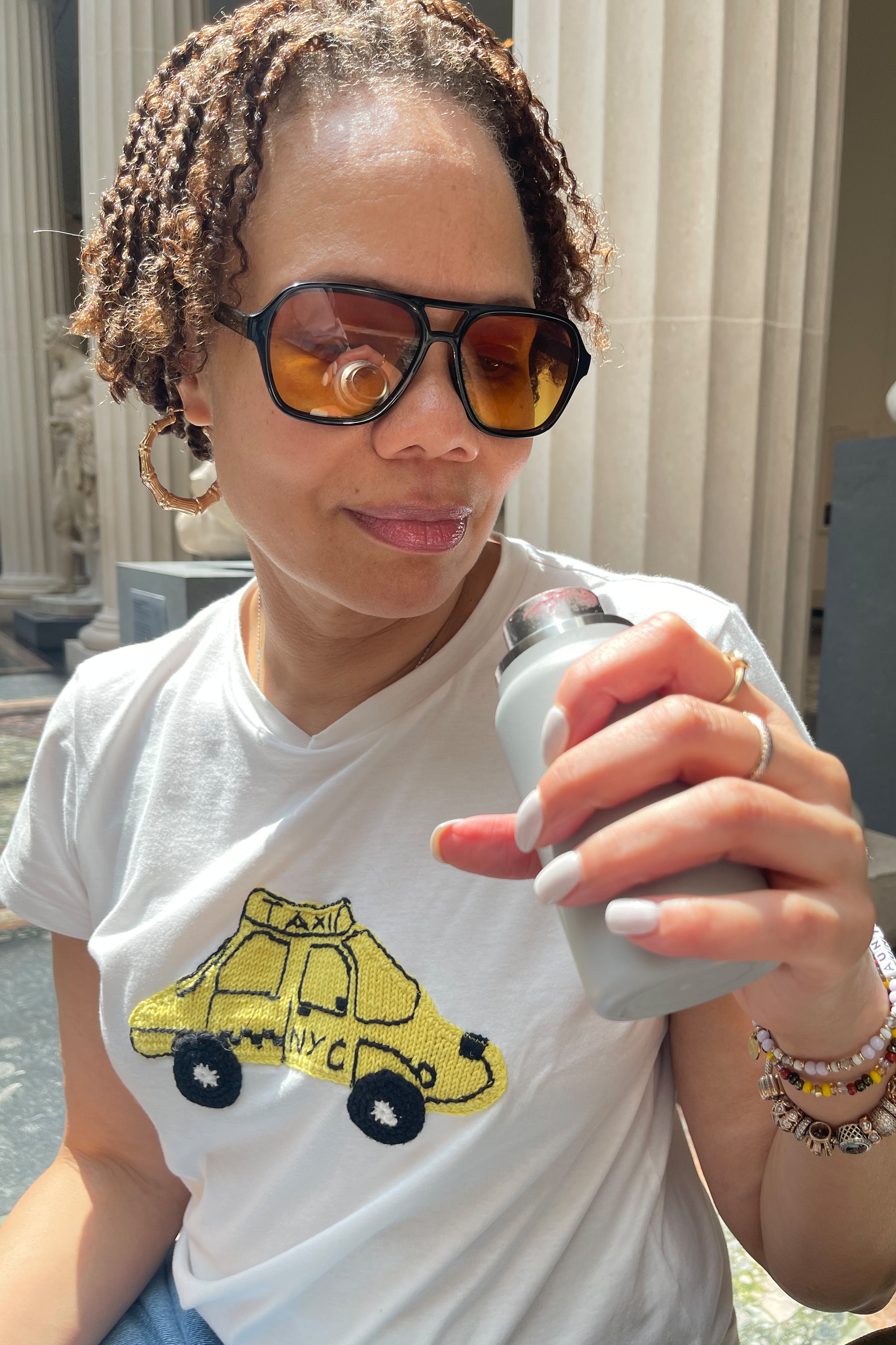 "NYC Taxi" appliqué pima cotton T-Shirt